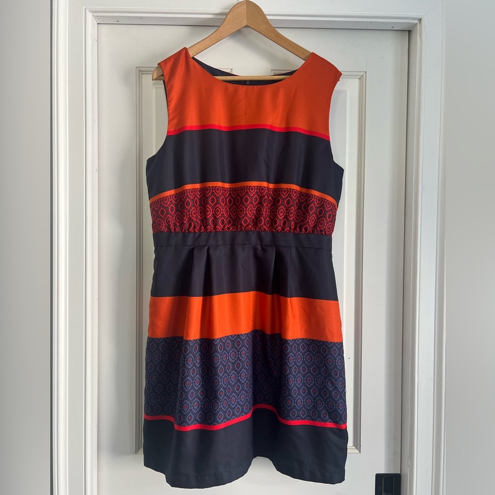 Loft - Orange/Blue Geometric Dress - Size 12